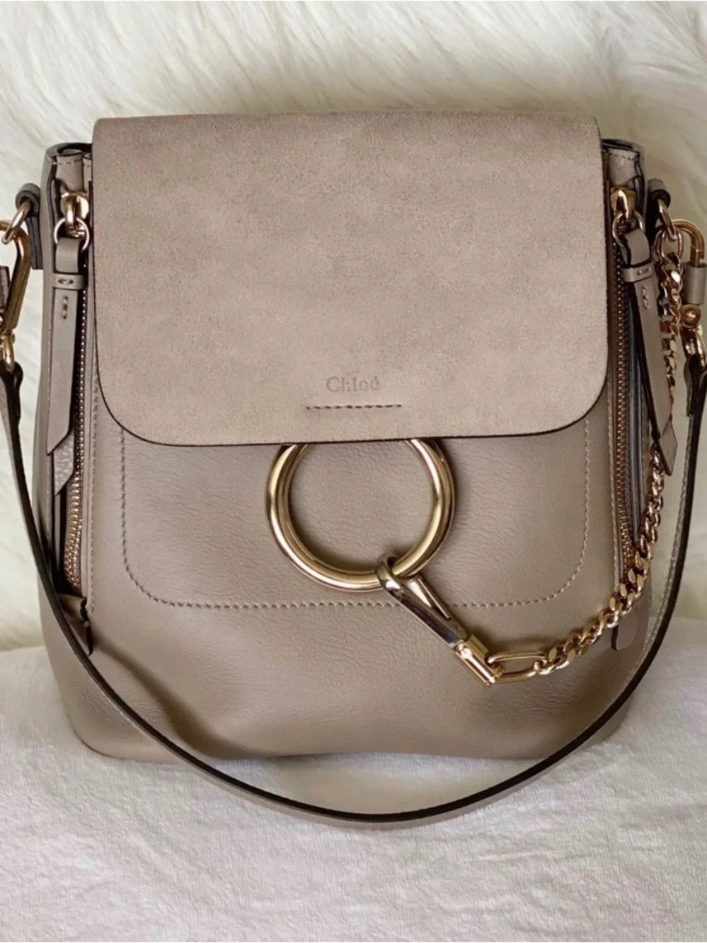 Chloe Faye Beige Backpack